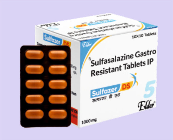 SULFAZER DS TABS 10'S ( Sulfasalazine Gastro Resistant Tablet IP 1000mg ) by Elder