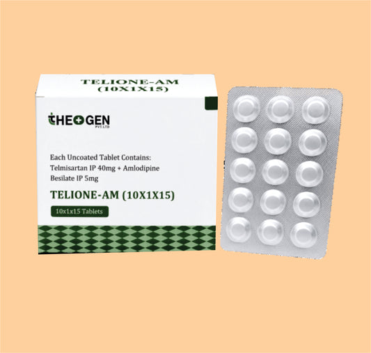 TELIONE-AM (10X1X15) (10x1x15) Each Uncoated Tablet Contains: Telmisartan IP 40mg + Amlodipine Besilate IP 5mg by Theon