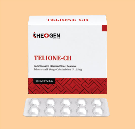 TELIONE-CH (10x1x10) Each Uncoated Bilayered Tablet Contains: Telmisartan IP 40mg+ Chlorthalidone IP 12.5mg by Theon