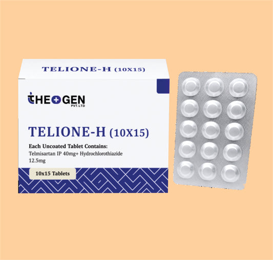 TELIONE-H (10X15) (10X15) Each Uncoated Tablet Contains: Telmisartan IP 40mg+ Hydrochlorothiazide 12.5mg by Theon