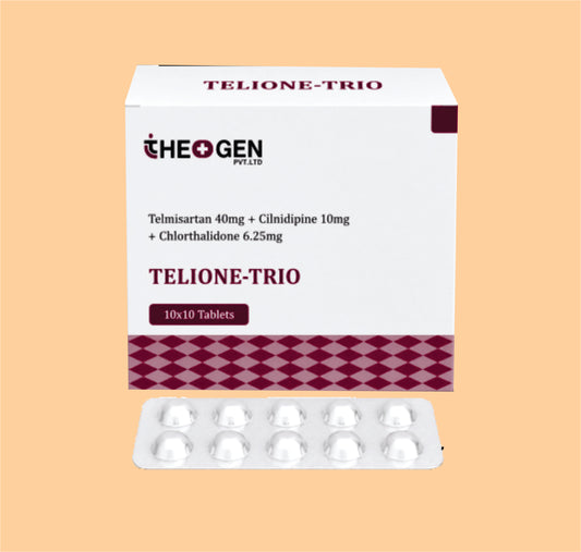 TELIONE-TRIO (10x10) Telmisartan 40mg + Cilnidipine 10mg + Chlorthalidone 6.25mg by Theon