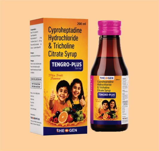 TENGRO PLUS SYP-MIXFRUT (200 ML) Each 5ml Contains: Cyproheptadine Hydrochloride IP  2mg + Tricholine Citrate Sodium 275 mg + Sorbitol Solution IP by Theon