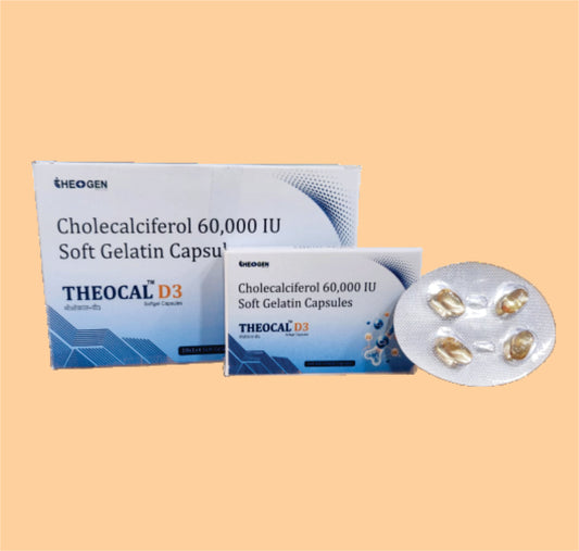 THEOCAL D3-CAPSULES (10X1X4) Each Soft Gelatin Capsule Contains:  cholecalciferol IP 60000 IU ( vitamin D3) by Theon