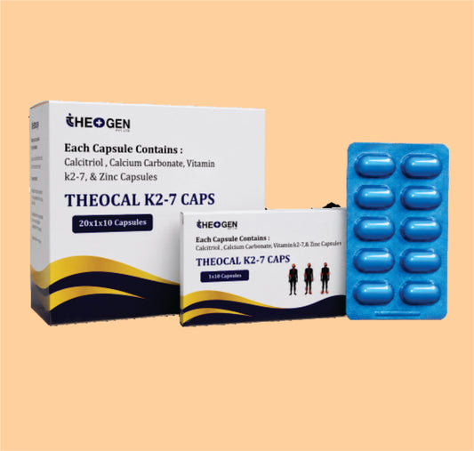 THEOCAL K2-7 CAPS (20x1x10) Calcitriol , Calcium Carbonate, Vitamin k2-7, & Zinc Cap by Theon