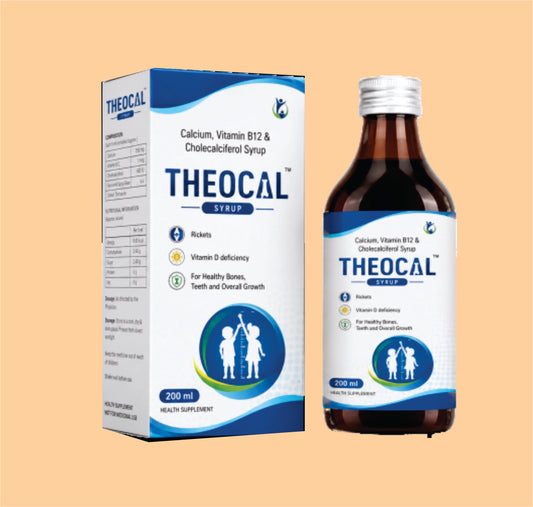 THEOCAL SUSP (200 ML) Calcium Vitamin B12 & Cholecalciferol  by Theon