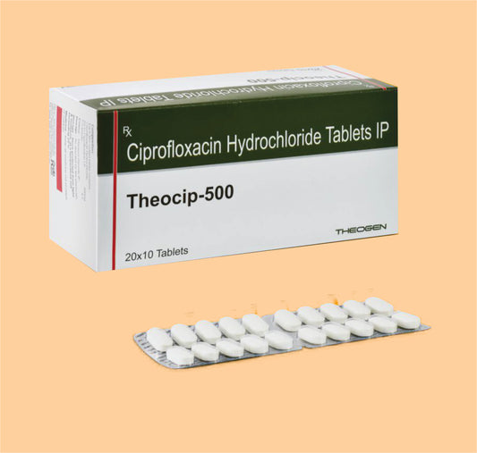 THEOCIP 500 TAB (30X10) Each Film Coated Tablet Contains:  Ciprofloxacin Hydrochloride IP Eq. to Ciprofloxacin 500mg by Theon