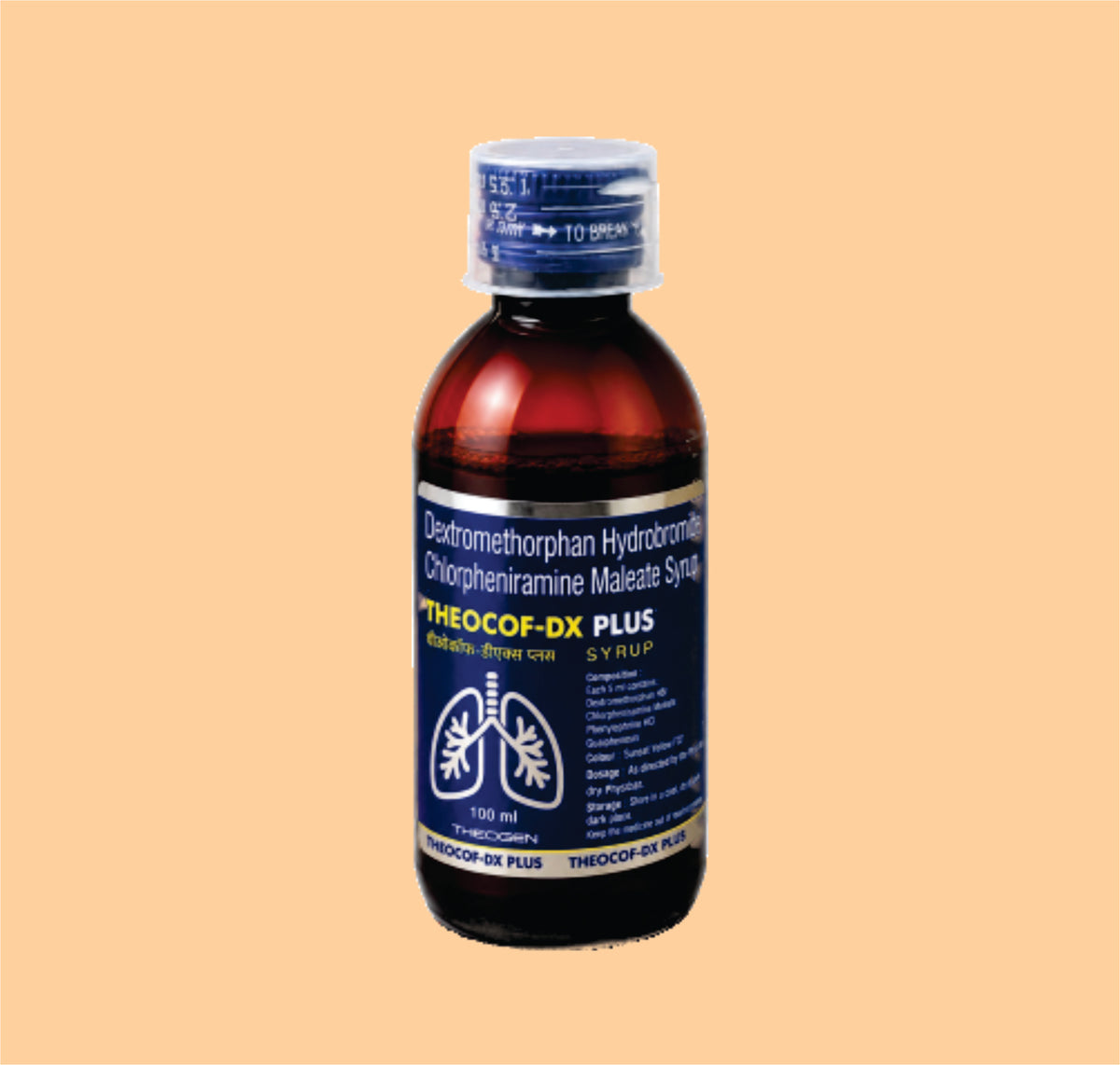 THEOCOF DX PLUS SUSP (100 ML) Each 5ml Contains: Dextromethorphan Hydrobromide I.P.  10mg + Chlorpheniramine Maleate I.P.  4mg  by Theon