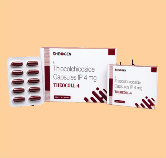 THEOCOLL-4 (10x1x10) Each Hard Gelatin Capsule Contains:  Thiocholchicoside IP 4mg by Theon