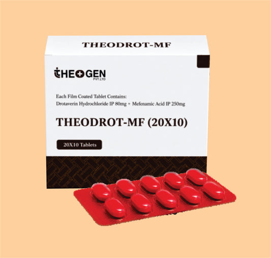 THEODROT-MF (20X10) (20X10 ) Each Film Coated Tablet Contains:  Drotaverin Hydrochloride IP  80mg + Mefenamic Acid  IP 250mg by Theon