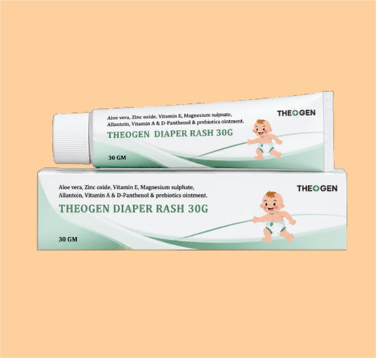 THEOGEN DIAPER RASH 30G (30gm) Aloevera,Zinc oxide,Vitamin-E,Megnisium Sulphate,Heptahydrate,Nicotinamide,d-pentonol & vitamins. by Theon