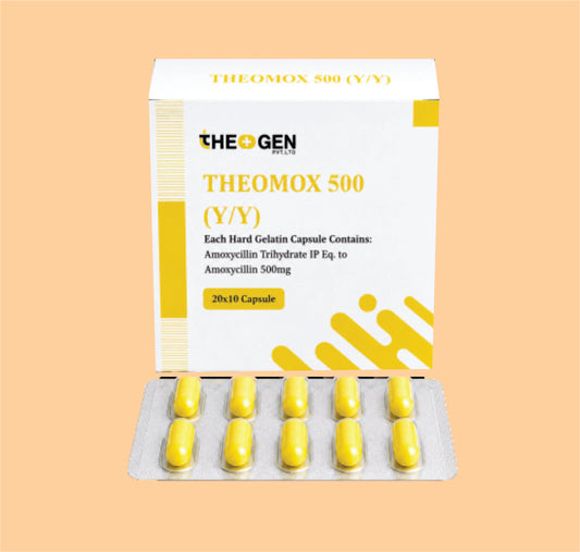 THEOMOX 500 CAP (Y\Y) (20x10) Each Hard Gelatin Capsule Contains:  Amoxycillin Trihydrate IP Eq. to Amoxycillin 500mg by Theon