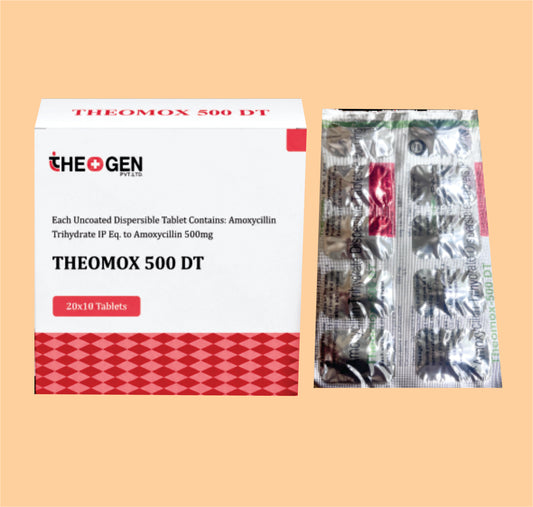 THEOMOX 500 DT (20x10) Each Uncoated Dispersible Tablet Contains: Amoxycillin Trihydrate IP Eq to Amoxycillin 500mg by Theon