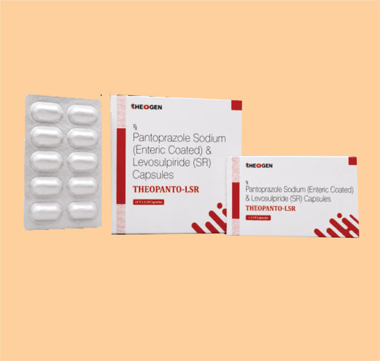 THEOPANTO LSR CAP (10x1x10 ) Each Hard Gelatin Capsule Contains: Pantoprazole Sodium Sesquihydrate IP Eq. to Pantoprazole 40mg (Enteric Coated) + Levosulpiride 75mg SR by Theon