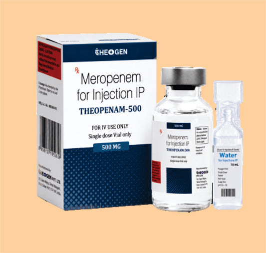 THEOPENAM-500 (20 ML VIAL WITH TRAY + 10 ML WFI) Each Vial Contains: Sterile Meropenem IP  500mg  by Theon