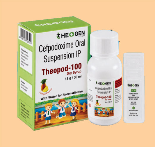 THEOPOD 100 DS (30ml ) Each 5ml of reconstituted Susp. Contains: Cefpodoxime Proxetil IP Eq. to Cefpodoxime 100mg by Theon