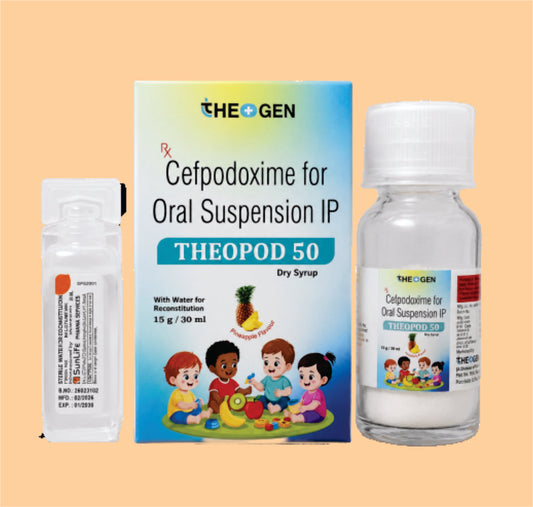 THEOPOD 50 DS (30ml ) Each 5ml of reconstituted Susp. Contains: Cefpodoxime Proxetil IP Eq. to Cefpodoxime 50mg by Theon
