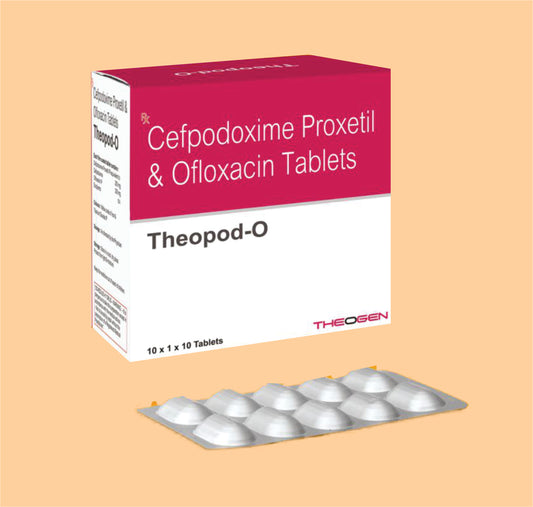 THEOPOD O TAB (10x1x10 ) Each Film Coated Tablet Contains: Cefpodoxime Proxetil IP Eq. to Cefpodoxime 200mg + Ofloxacin IP 200mg by Theon