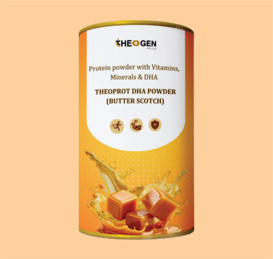 THEOPROT DHA POWDER (BUTTER SCOTCH) (PLASTIC PACK) Protein powder with Vitamins, Minerals & DHA by Theon