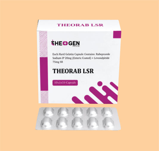 THEORAB LSR CAP (10X1X10) Each Hard Gelatin Capsule Contains: Rabeprazole Sodium IP 20mg (Enteric Coated) + Levosulpiride 75mg SR by Theon