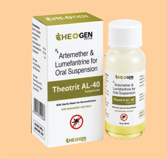 THEOTRIT AL 40 DS (30ml) Each 5ml of reconstituted Susp. Contains: Artemether IP 40mg + Lumefantrine USP 240mg by Theon
