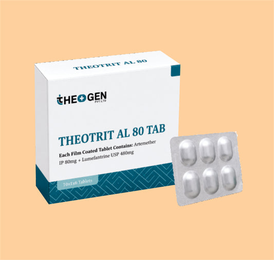 THEOTRIT AL 80 TAB (10x1x6) Each Film Coated Tablet Contains: Artemether IP 80mg + Lumefantrine USP 480mg by Theon