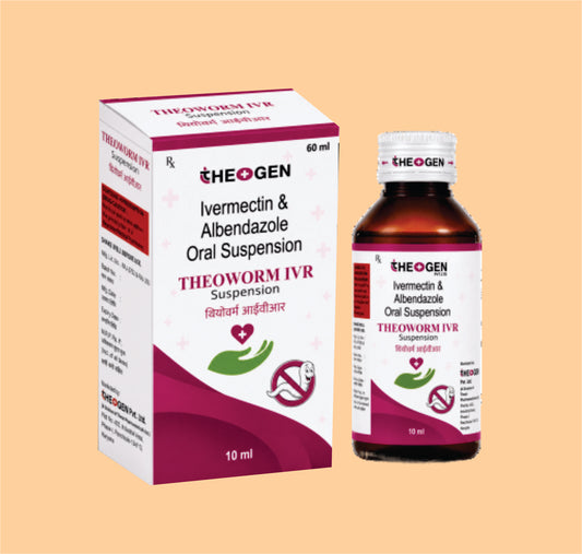 THEOWORM IVR SUSP (10ML) Each 5ml contains: Albendazole IP 200mg + Ivermectin IP 3mg by Theon