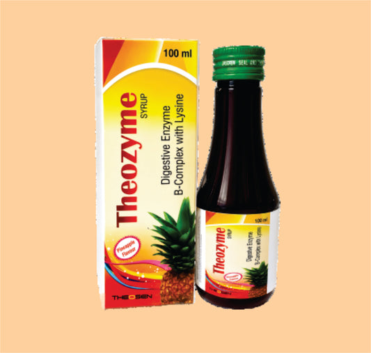 THEOZYME-100 ML SYP (100ml) Digestive Enzymes , B- Complex with L- Lysin/15ML by Theon