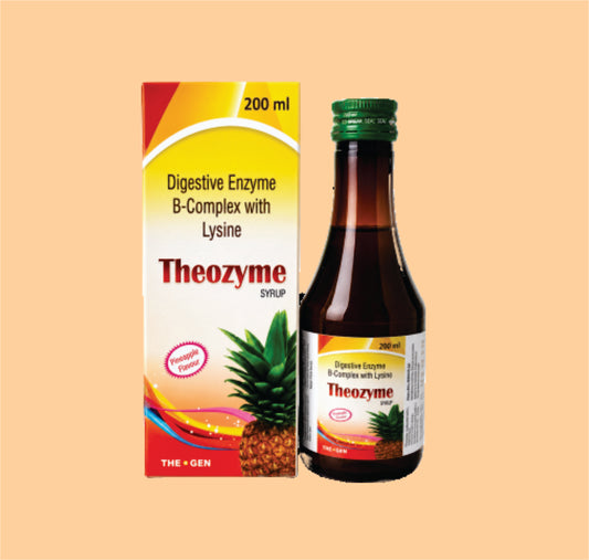 THEOZYME-200 ML SYP (200ml) Digestive Enzymes , B- Complex with L- Lysin/15ML by Theon