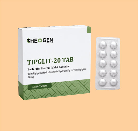 TIPGLIT-20 TAB (10X10) Each Film Coated Tablet Contains: Teneligliptin Hydrobromide Hydrate Eq. to Teneligliptin  20mg by Theon