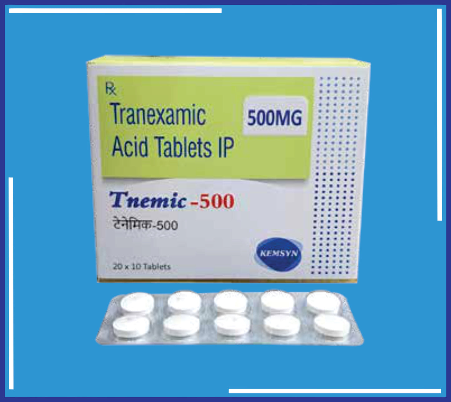 Tnemic 500 Tab ( Tranexamic Acid Ip 500Mg ) pack 20x10 by Kemsyn