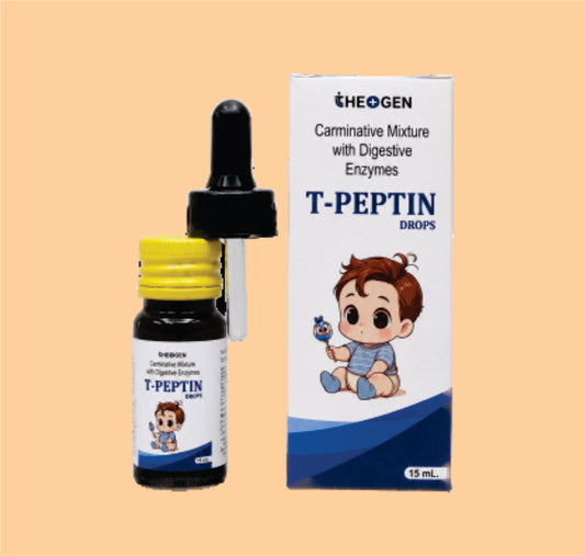 T-PEPTIN DROPS (15ml) Each 5ml contains:- Alpha amylase 20mg + Papain 10 mg by Theon