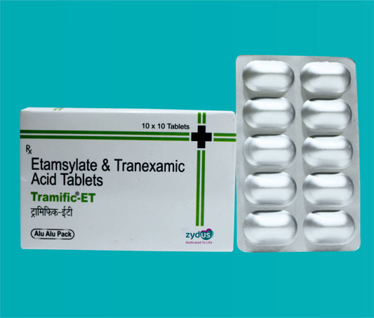 TRAMIFIC -ET TABS 10x10 ( Etamsylate BP 250 mgTranexamic Acid IP 250 mg ) by Zydus