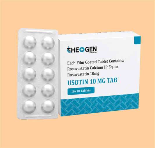 USOTIN 10 MG TAB (10x10 ) Each Film Coated Tablet Contains: Rosuvastatin Calcium IP Eq. to Rosuvastatin 10mg by Theon