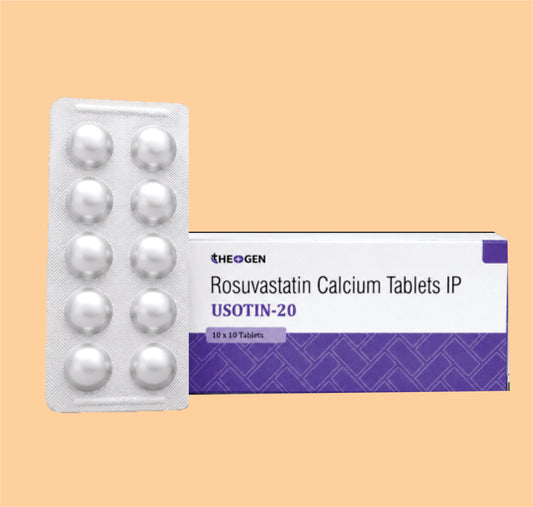 USOTIN-20 MG TAB (10x10) Each Film Coated Tablet Contains: Rosuvastatin Calcium IP Eq. to Rosuvastatin 20mg by Theon