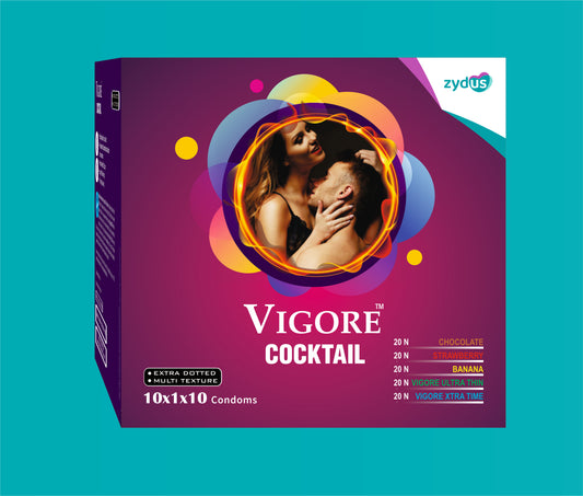 VIGORE COCKTAIL CONDOM PACK 10X1X10 10x1x10 ( Multitexture Condom ) by Zydus