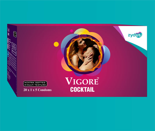 VIGORE COCKTAIL CONDOM PACK 20X1X5 20X1X5 ( Multitexture Condom ) by Zydus