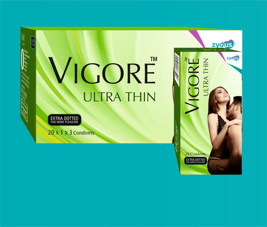 VIGORE ULTRATHIN CONDOM 20X1X3 20X1X3 ( Multitexture Condom ) by Zydus