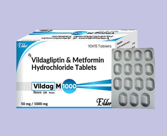 VILDAG M 1000 TABS (50/1000MG) 15'S ( Vildagliptin 50mg +Metformin 1000mg ) by Elder