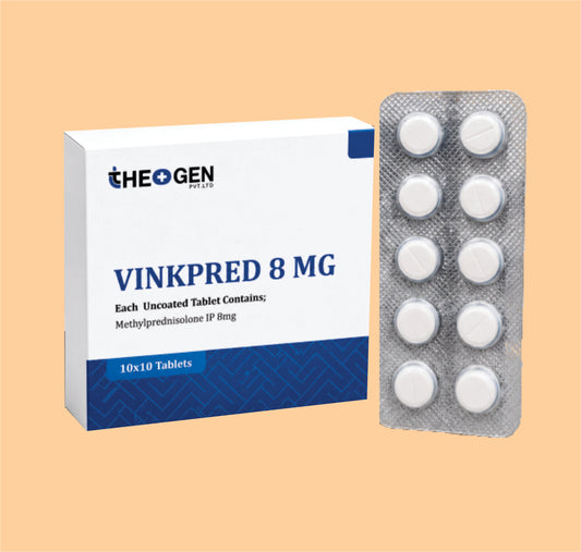 VINKPRED 8 MG TAB (10x10) Each Uncoated Tablet Contains: Methylprednisolone IP  8mg by Theon