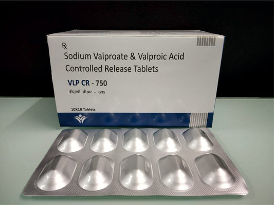 Sodium Valproate 500, Valproic Acid 218 (Cr) {Rate of 10 Tab} by Dellwich