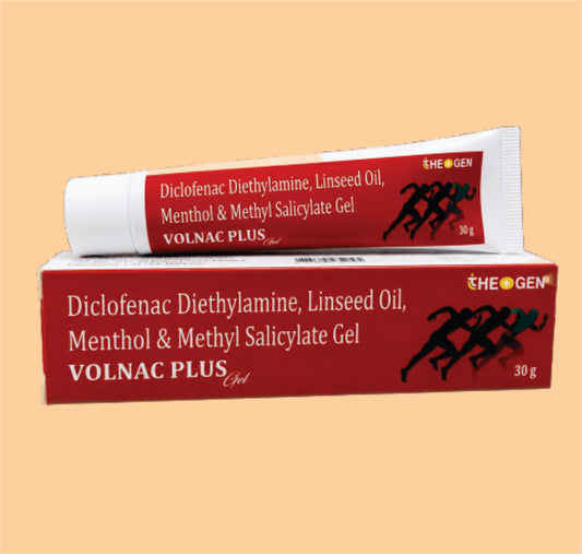 VOLNAC PLUS OINT (20X30 GMS) Diclofenac Diethylamine BP 1.16% w/w (Eq to Diclofenac Sodium 1% w/w) + Linseed oil BP 3.0% w/w + Methyl Salicylate IP 10% w/w + Menthol IP 0.5% w/w + Benzyl Alcohol IP 1% w/w by Theon