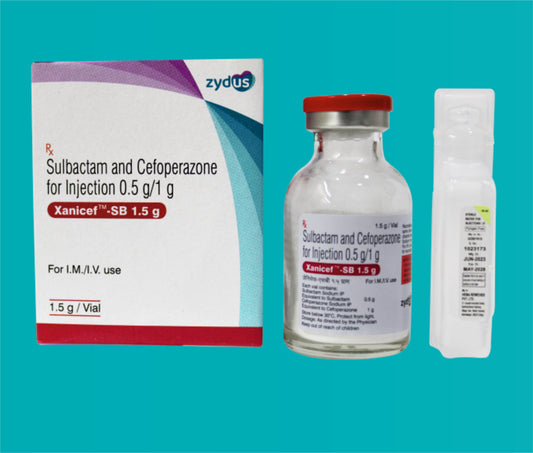 XANICEF-SB 1.5 GM INJECTION 1X20ML ( Sterile Cefoperazone sodium IP eq. to Anhydrous Cefoperazone 1000mg & Sterile Salbactum Sodium USP eq: to Anhydrous Salbactum 500 mg ) by Zydus