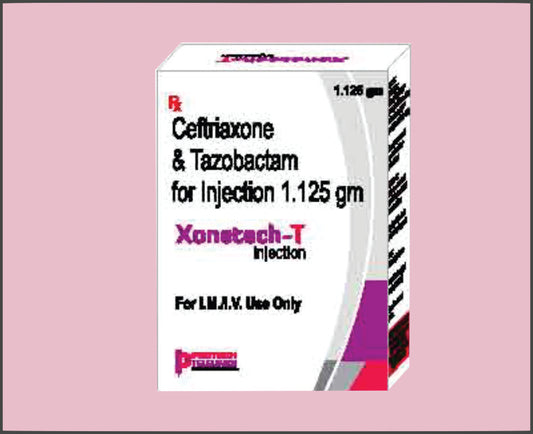 Xonetech-T 1.125 (10 Ml) Ceftriaxone 1000 Mg, Tazobactam 125 Mg Inj By Protech