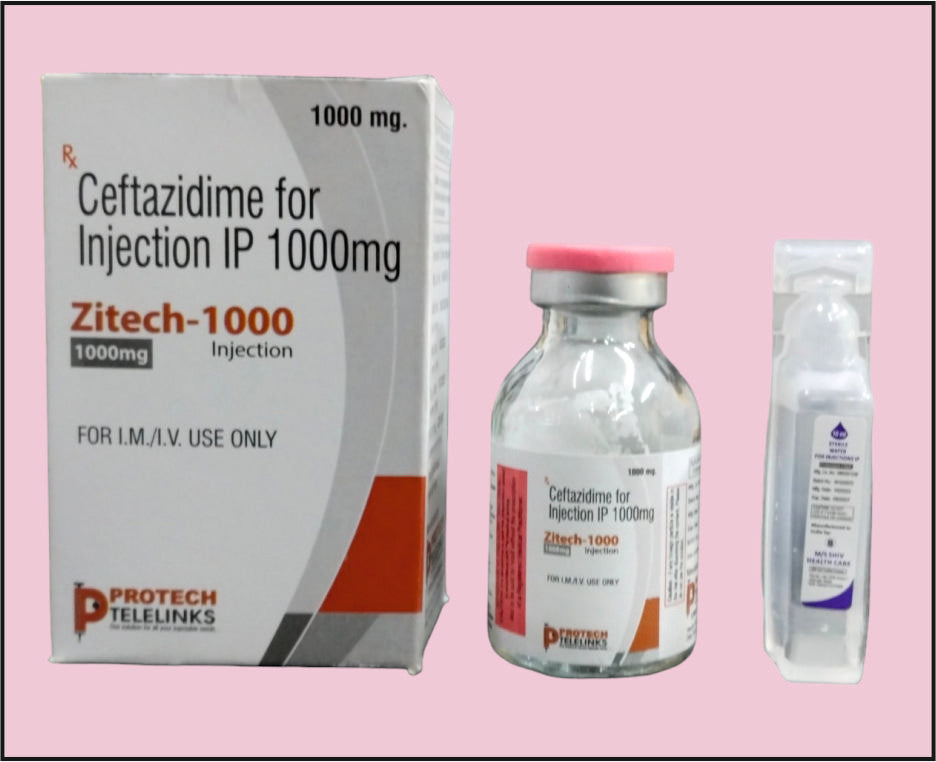 ZITECH-1000 VIAL+WFI ( Ceftazidime (1000Mg) ) by Protech