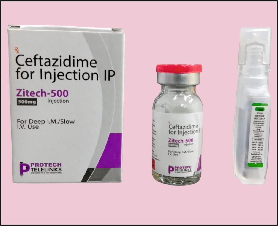 Ceftazidime 500Mg Dry (10 ML) ZITECH-500 by Protech