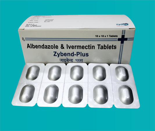 ZYBEND PLUS TABS 10x10x1 ( Albendazole IP 400 mg Ivermectin IP 6 mg Excipients qsColour : Sunset Yellow ) by Zydus