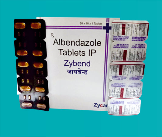 ZYBEND TAB. 20x10 ( Each uncoated chewable tablet Contains :Albendazole IP 400 mg ) by Zydus