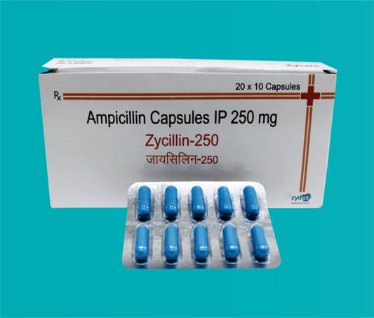 ZYCILLIN 250 CAP. 20X10 ( Ampicillin Trihydrate IPequivalent to Ampicillin .....................250 mg ) by Zydus