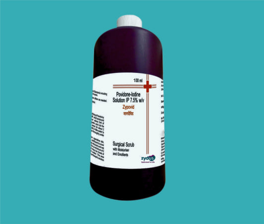 ZYPOVID SCRUB 100ML 100ML ( Povidone-Iodine IP 7.5%w/v Non-Ionic Detergent Base q.s. ) by Zydus
