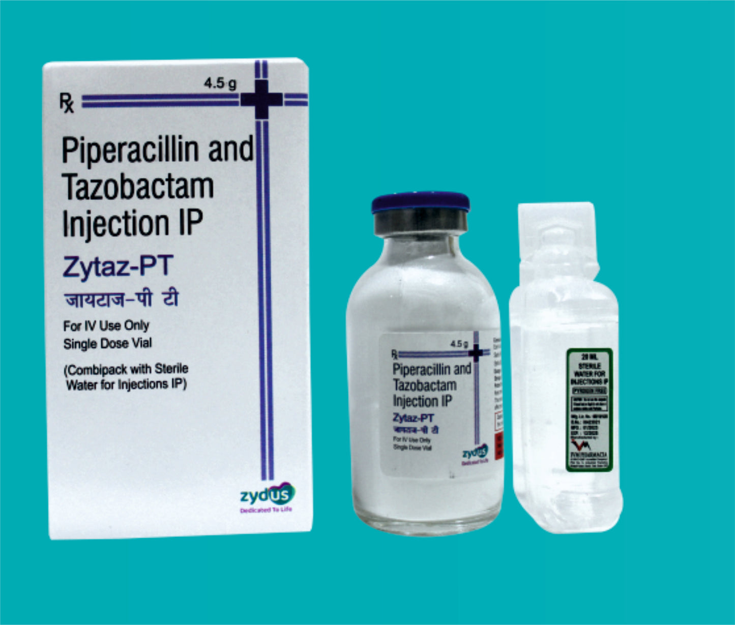 ZYTAZ - PT 4.5 GM VIAL 4.5gmVial ( Piperacilln 4gm Tazobactam 0.5gm ) by Zydus